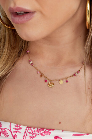 Zomer vibe ketting roze - Goud h5 Afbeelding3